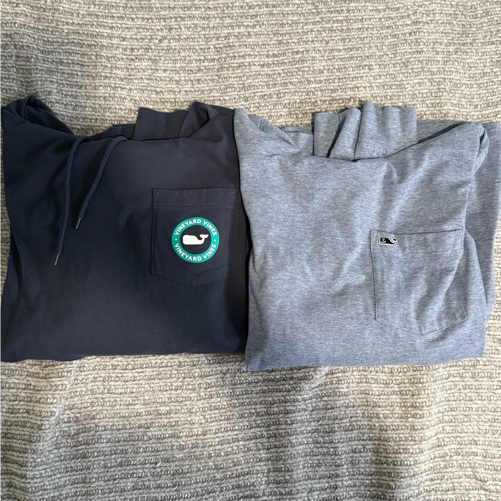 Vineyard Vines light blue and navy long sleeve hoodies